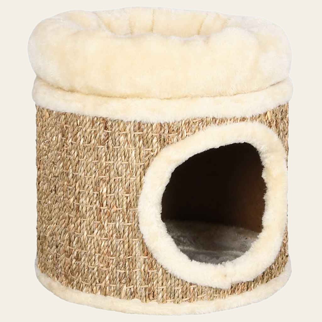 Maison pour chat en jonc de mer tressé